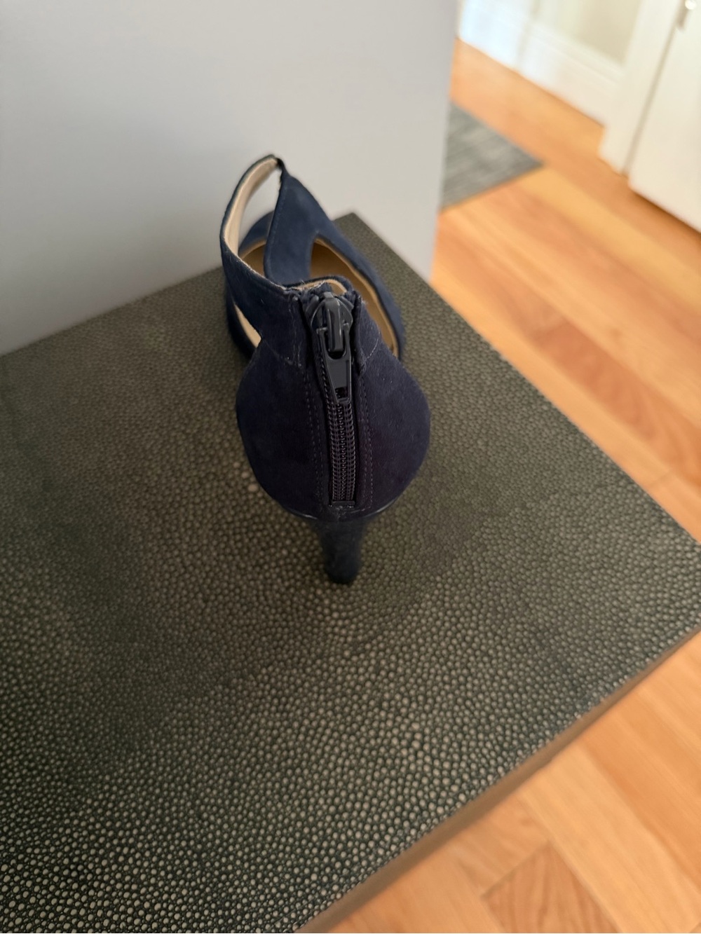 Life Stride Navy Suede Back-Zip Stiletto Heel
